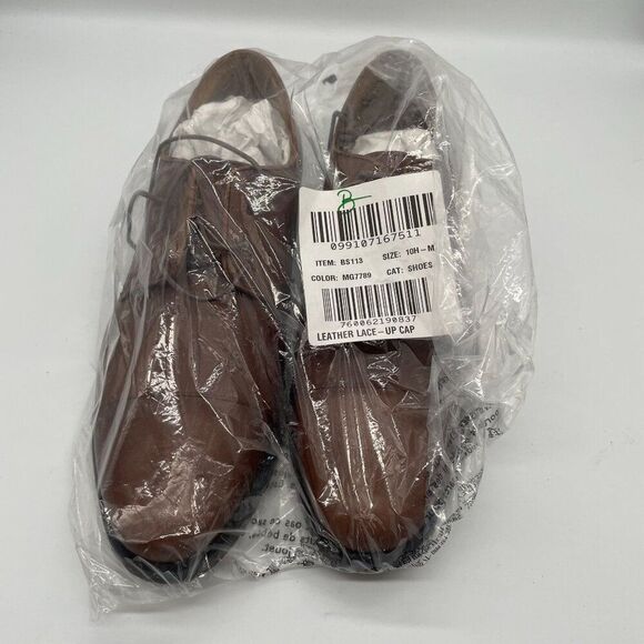 J. Crew Factory Mens Oxford Leather Cap Toe Shoes Brown Sz 10.5 Lace Up Preppy - Picture 13 of 15